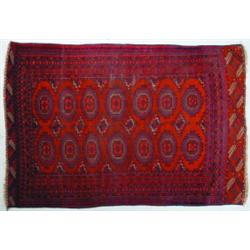 SALOR TURKOMAN THROW RUG - Some end wear and low spots.  3' 5" x 5' 2", G.  Est. 300-500...