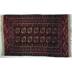 TURKOMAN THROW RUG - 3' 3" x 5", G-VG.  Est. 300-500...