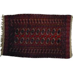 BOKARA THROW RUG - 3' 8" x 5' 7", G-VG.  Est. 50-100...