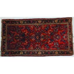 SAROUK THROW RUG - End wear.  2' 4" x 4', G.  Est. 50-100...