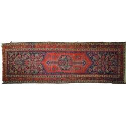 HAMADAN RUNNER - Ends worn, low spots.  3'x 9' 3", F-G.  Est. 100-200...