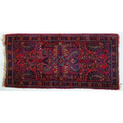 SAROUK THROW RUG - 2' x 4' 6", F-G.  Est. 75-125...