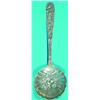 Image 1 : REPOUSSE STERLING BERRY SPOON - S. Kirk & Son, embossed bowl.  L-9", VG-EX.  Est. 75-125...