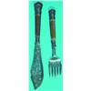 Image 1 : ENGLISH PLATED FISH SET - Sterling bands, antler handles, openwork blades.  L-10 1/2" & 13 1/2",...