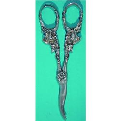 STERLING GRAPE SNIPS - Heavy, cast floral design.  L-6 , G-VG.  Est. 50-100...