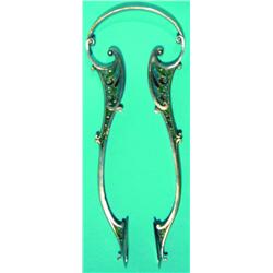 PAIR SILVER GILT PLIQUE A JOUR TONGS - Monogrammed.  L-4 1/4", VG-EX.  Est. 50-100...