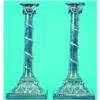 Image 1 : ENGLISH STERLING CANDLESTICKS - Classical style, column form with swags, masks, portrait medallio...