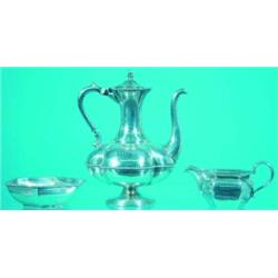 STERLING 3 PIECE INDIVIDUAL TEA SERVICE - Assembled.  Approx. 7 T.O.  Teapot H-6", VG.  Est. 75-1...