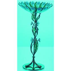 PLIQUE A JOUR COMPOTE - "J. Tostrup, Krisitania 2490B," flower form with openwork floral pedestal...