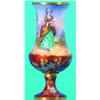 Image 1 : MINIATURE ENAMELED PORTRAIT VASE - Woman reading letter, signed A. Carle, enamel over metal.  H-4...