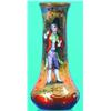 Image 1 : MINIATURE ENAMELED PORTRAIT VASE - Gentleman holding flower, signed Vallet, enamel over metal.  H...