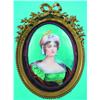 Image 1 : PORTRAIT MINIATURE - Enamel on copper, beautiful young woman, signed Hardy, cast brass frame.  H-...