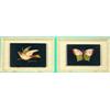 Image 1 : PAIR OF PIETRE DURE PLAQUES - Bird and butterfly inlaid marble plaques.  3 1/4" x 4 3/4", EX.  Es...