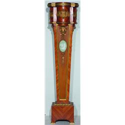 PARQUETRY PEDESTAL - Satin wood, shaped pedestal with extensive ormolu and mounts, 2 jasper oval...