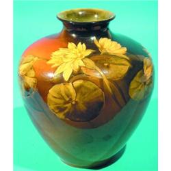 ROOKWOOD VASE - Water-lilies, standard glaze, Kataro Shirayamadani signature, stamped 664B-W; fin...
