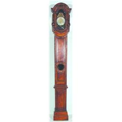 FRENCH TALL CASE CLOCK - 30 Hour, single hand lantern movement, cast brass relief dial, enamel nu...