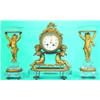 Image 1 : 19TH CENTURY FRENCH MANTLE CLOCK AND GARNITURES - 8 Day with strike, clock face is mounted in cry...