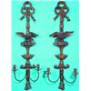 Image 1 : PAIR OF TALL CANDLE SCONCES - Carved pine wood with spread wing eagle, drapery motif.  H-46", VG....