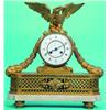 Image 1 : FRENCH EMPIRE MANTLE CLOCK - Spread wing eagle and drapery, fire gilt and marble, retailed throug...