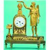 Image 1 : EMPIRE MANTLE CLOCK - Classical form, fire gilt, silk thread pendulum; glass dome cracked, some d...