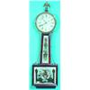 Image 1 : AMERICAN BANJO CLOCK - Weight driven, patriotic and nautical eglomise panels; face flaking.  H-32...