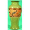 Image 1 : ART NOUVEAU STYLE CERAMIC VASE - Cat-o-nine-tail design, crackle green glaze, oriental style, cho...