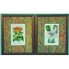 SET OF 4 FLORAL PRINTS - Marbleized matting and framed.  9" x 6", VG-EX.  Est. 50-100...