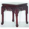 Image 1 : ORIENTAL TABOUETTE - Rosewood or teak, square with marble insert, openwork trim.  H-18 1/2", Dia....