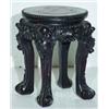 Image 1 : ORIENTAL TABOURETTE - Rosewood or teak round with marble insert, openwork.  H-14 1/2", Dia.-11",...
