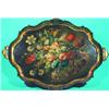 FLORAL DECORATED WOOD TRAY - Painted, over-varnished.  L-27", G-VG.  Est. 200-400...