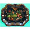 Image 1 : TOLEWARE TRAY - Tin painted, floral decoration with some mother of pearl insets.  L-25", VG.  Est...