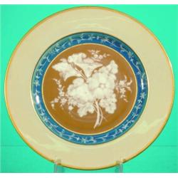 P-TE-SUR-P-TE PLATE - 4-Color porcelain with gilt accents, floral central image.  Dia.-8 1/2", VG...