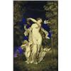 Image 1 : ENAMELED COPPER PLAQUE - Painted scene with nude and cherub, raised features, slightly convex, si...