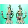 Image 1 : PAIR MARS  & MINERVA CHELSEA CANDLESTICKS - Painted porcelain; Mars has sword handle missing and...