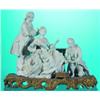 Image 1 : PARIAN LADY WITH ATTENDANTS GROUP - White bisque figures with bronze chair, table, pedestal, and...