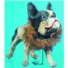Image 1 : BARKING BULLDOG - Painted and flocked composition, glass eyes, when leash is pulled bellows and l...