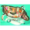 Image 1 : PORCELAIN SAUCE BOAT - Painted floral motifs, some decoration to exterior, unusual crossed swords...