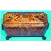 Image 1 : TORTOISE TEA CADDY - Casket form, interior has tortoise lift lid, removable boxes, center glass c...