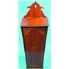 Image 1 : ANTIQUE HANGING CANDLE BOX - Mahogany with Columbia and leaf inlays.  H-20", VG. Est. 200-400...