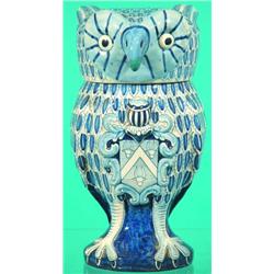 FIGURAL OWL JAR - Painted and embossed porcelain.  H-9", VG-EX.  Est. 100-200...