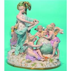 LARGE MEISSEN GROUP - "Age of Discovery," painted porcelain, 2 pieces joined together at base; re...