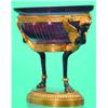 AMETHYST CUT BOWL - Egyptian revival holder, cast bronze base with winged women handles.  L-7", V...