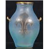 Image 1 : DAUM NANCY FRANCE VASE - Raised fleur-de-leis motif; minor rim roughness.  H-5", G.  Est. 150-250...