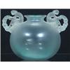 Image 1 : R. LALIQUE VASE - Frosted body, applied woman with flower wreath handles.  H-5", VG.  Est. 400-60...