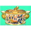 PORCELAIN INKWELL - Gilt decoration; lid not original, (1) dipping cup repaired; (1) rear pen hol...