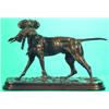 BRONZE DOG & HARE - Inscribed, "P.J. Mene," original patina.  L-7 1/2", G-VG.  Est. 250-450...