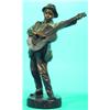 MUSICIAN BRONZE - Young boy with guitar, inscribed L. Lensa, seal on reverse reads, "Bronze-Caran...