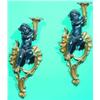 Image 1 : PAIR BRONZE CHERUB CANDLESCONCES - Silver gilt cherubs on fire gilt brackets.  H-13", VG-EX.  Est...