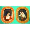PAIR OF OVAL PORTRAIT PLATES - Painted porcelain, images of woman, elderly eastern man, signed on...