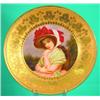 GERMAN PORTAIT PLATE - "Lady Hamilton," painted porcelain, wide gold band with turquoise enamel b...